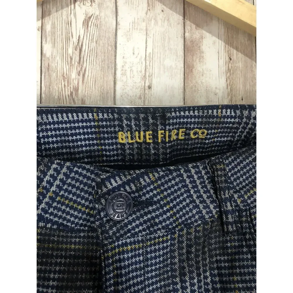 Blue Fire Co Pants Mens 27x29 Plaid Business Chino Blue Career Stretch N68